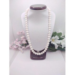 Large White Freshwater (Potato Shaped) Pearl Necklace - 10mm - 20 Inches Long